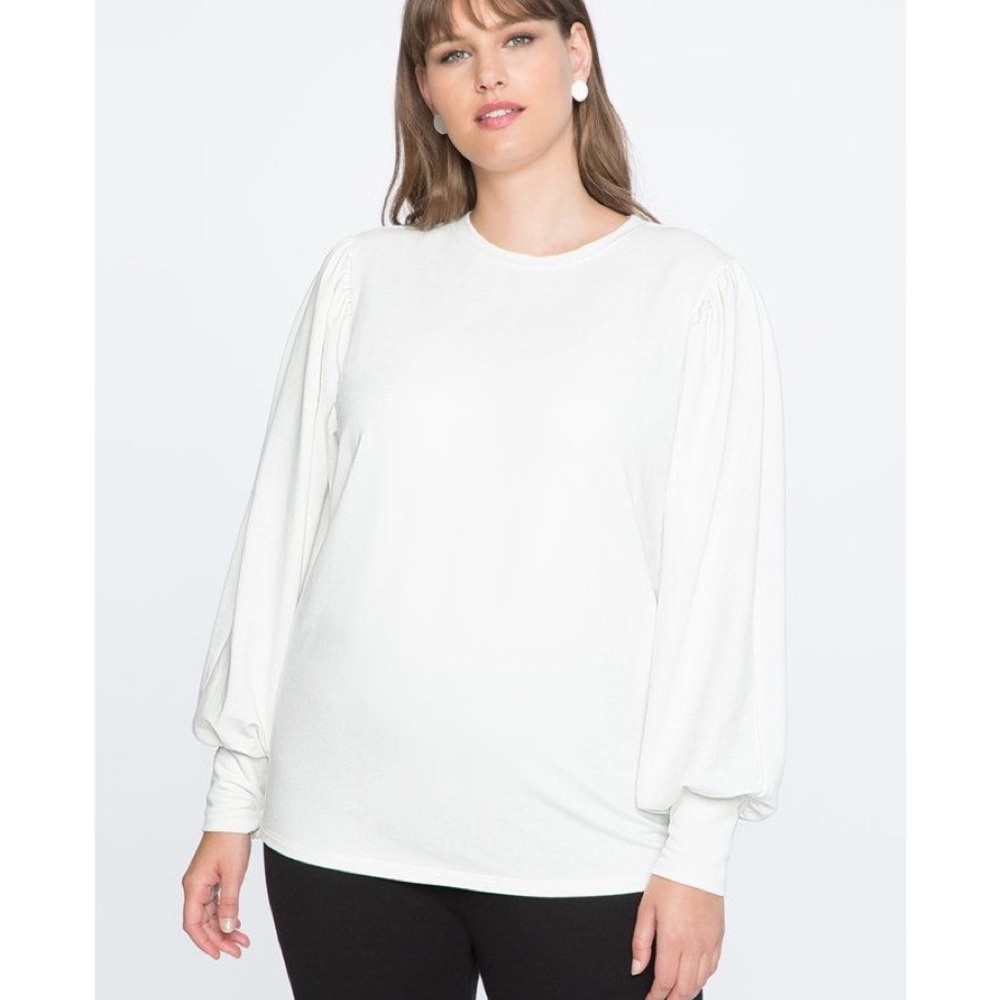 Eloquii White Favorite Puff Sleeve Top 18/20